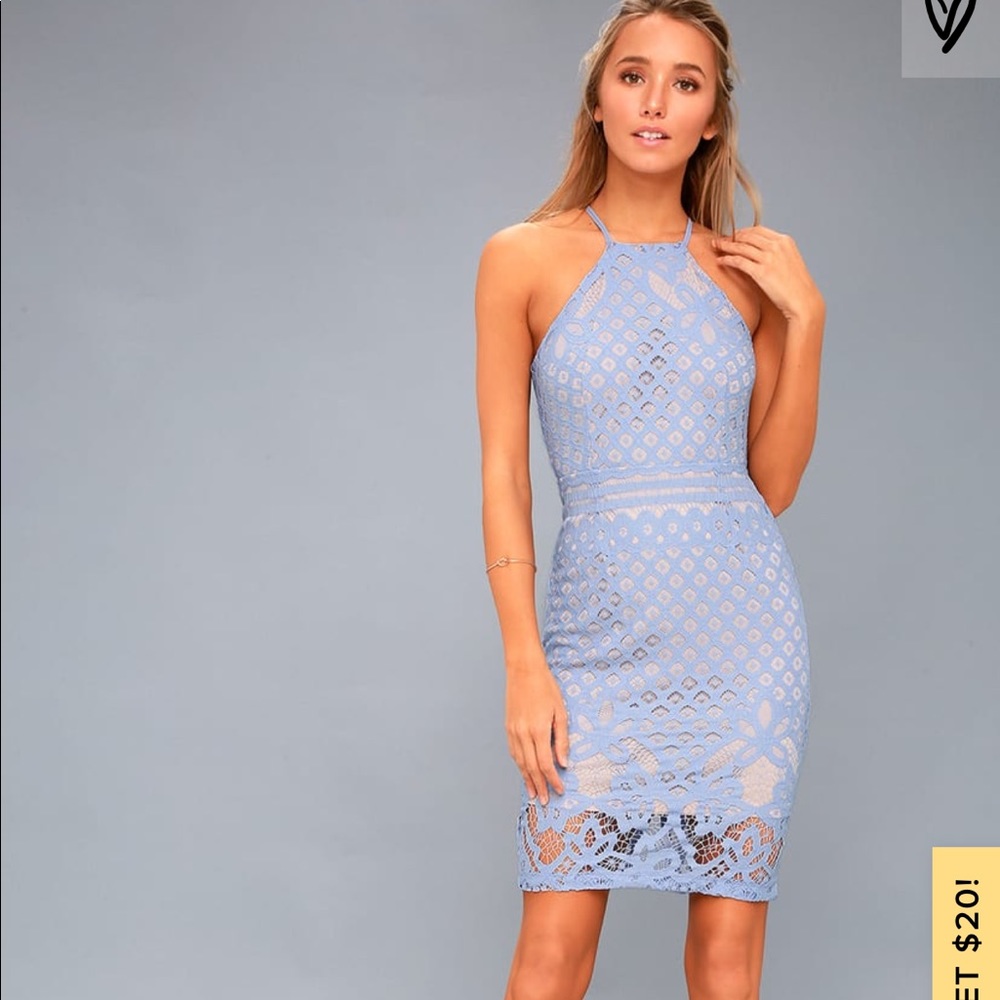 Steal A Kiss Light Blue Lace Dress